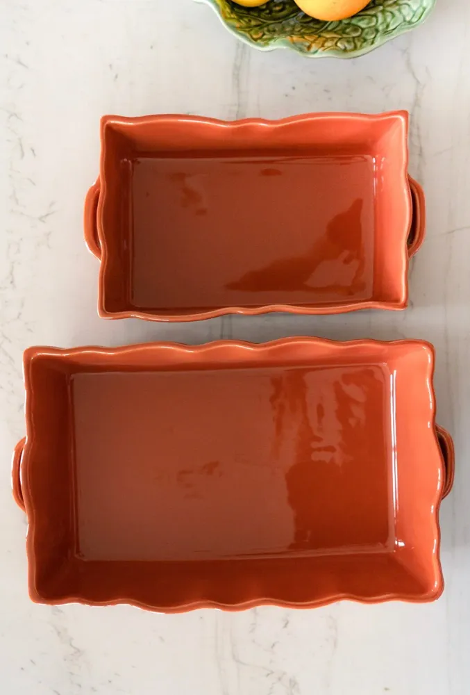 Teglia Da Forno Terracotta Con Bordo Ondulato