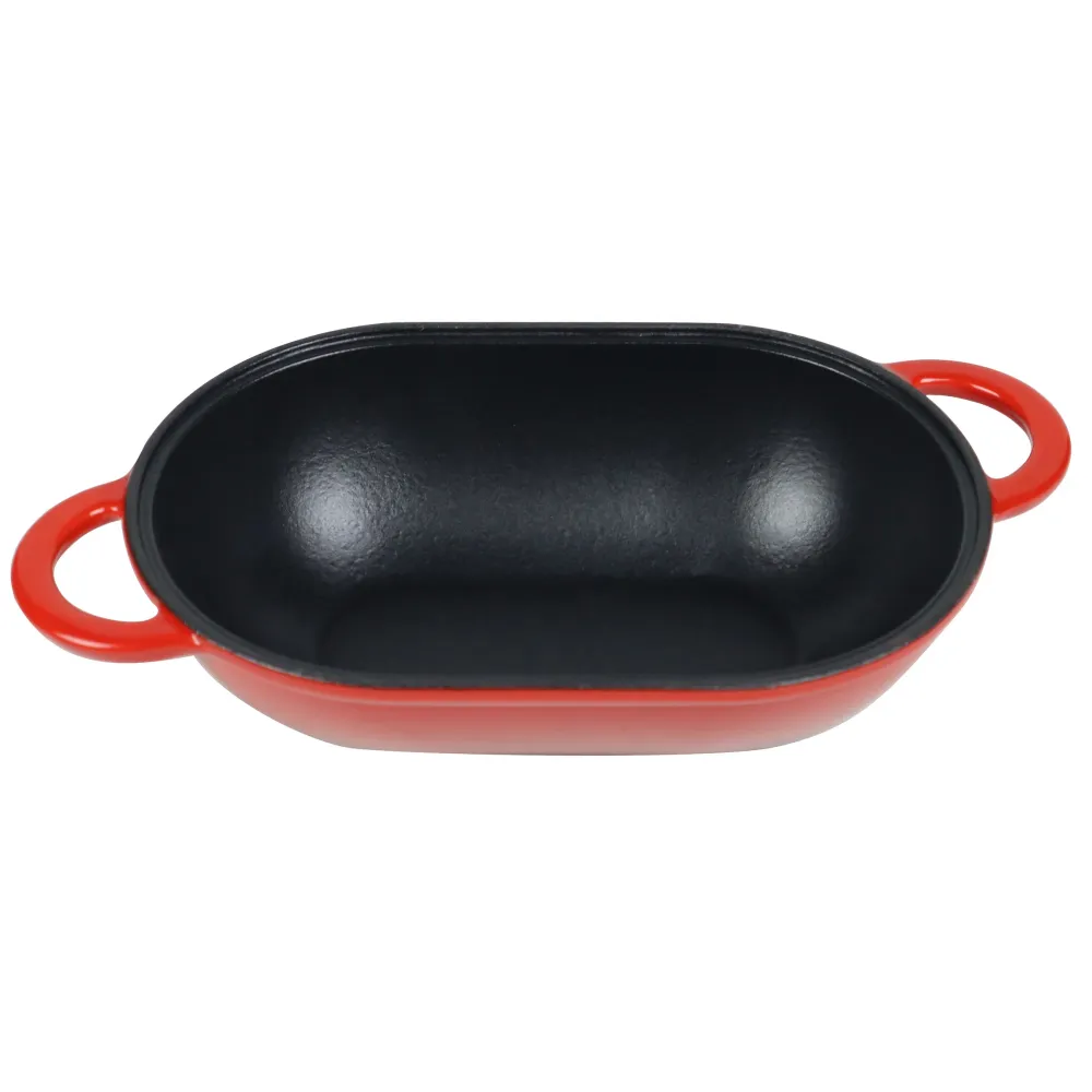 Teglia per pane ghisa smaltata con coperchio, rossa, forma resistente al forno per la cottura, kit per pane artigianale -...