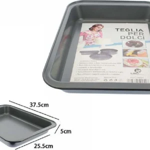 Teglia Tortiera Antiaderente Rettangolare Forno Dolce Salato 25.5x37.5x5cm 59954