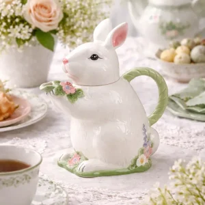 Teiera coniglio di Pasqua 3D ceramica vintage