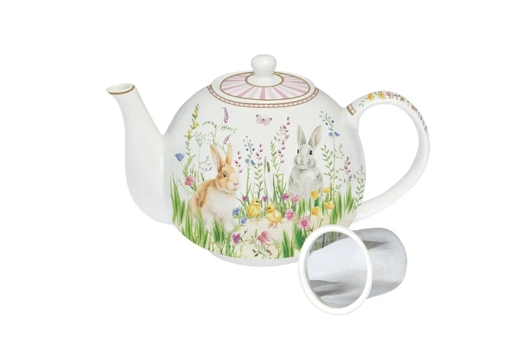 Teiera porcellana con infusiera metallo colour box, 1 L. Collezione Happy Easter di Easy Life.