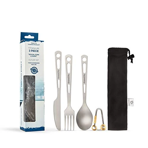 Titanium Utility posate extra Strong ultra leggero (Ti), 3 Piece Cutlery Set