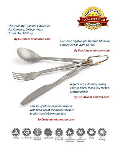 Titanium Utility posate extra Strong ultra leggero (Ti), 3 Piece Cutlery Set