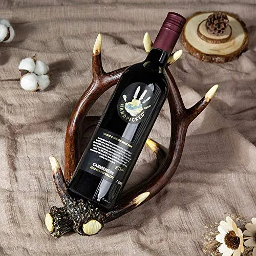 Resina Cervo Corna Rosso Vino Bottiglia Titolare Da Tavolo Rack Imitazione Corna Resina Vino Rack Ornamento Casa Bar Decor...