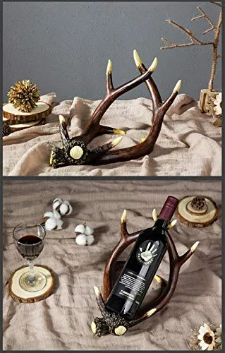 Resina Cervo Corna Rosso Vino Bottiglia Titolare Da Tavolo Rack Imitazione Corna Resina Vino Rack Ornamento Casa Bar Decor...
