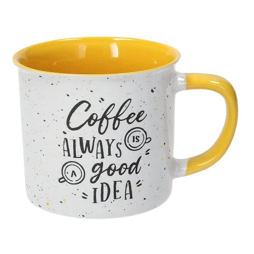 TOGNANA Mug 350 cc Happy Coffee Stoneware "Coffee is always good idea."