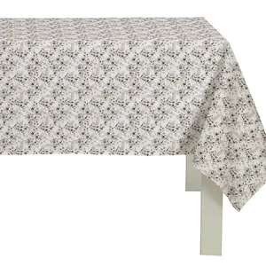 Tovaglia rettangolare floreale cotone per 14 persone marrone e beige stile country, made Italy 138x300 cm - Cotton & Color