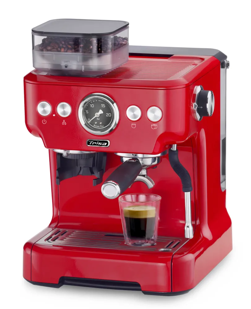 Trisa Macchina per espresso Barista Plus (portafiltro) – 20 bar, 2,7 l, ugello per schiuma di latte, 28,0 × 41,0 × 32,5 cm