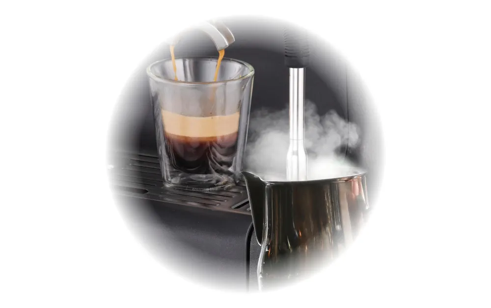 Trisa Macchina per espresso Barista Plus (portafiltro) – 20 bar, 2,7 l, ugello per schiuma di latte, 28,0 × 41,0 × 32,5 cm