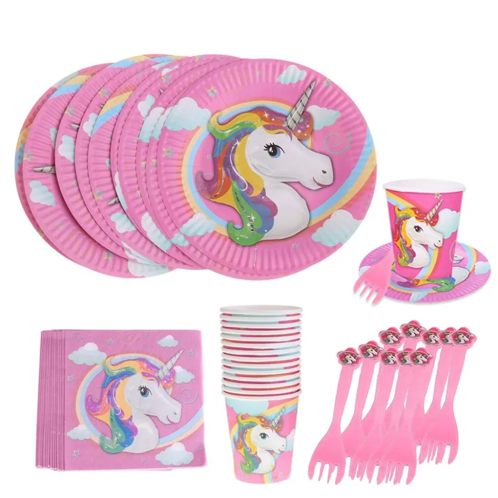 Tumao 80 PCS Stoviglie all'unicorno Forniture per Feste 80pcs, Multicolore