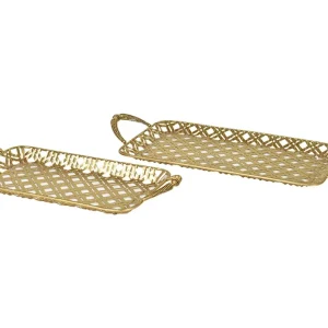 Vassoi set 2 pezzi 45x21x4cm/37x17x4cm oro