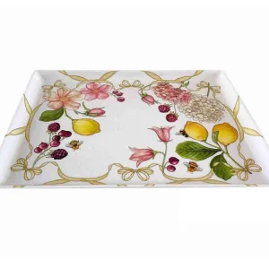 Vassoio rettangolare melamina multicolor floreale 35x25 cm linea Fiocchi - Ibct