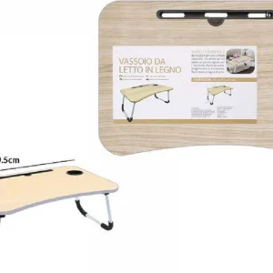 Vassoio Scrivania Pieghevole Tavolino Da Pc Slot Tablet Tazza Legno Chiaro 71364
