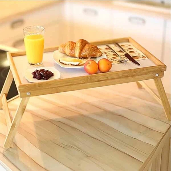 Vassoio Snack Colazione Pieghevole Legno Altezza 50x21x31 Cm Richiudibile