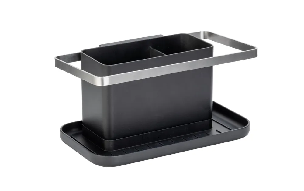 Wenko Stella – Porta spazzole 20 × 11 × 10 cm, plastica/acciaio inossidabile, nero