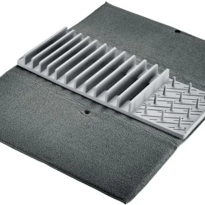 Westmark Tappetino scolapiatti 60 × 46 × 4,2 cm, microfibra, grigio, con portatazze, lavabile lavastoviglie