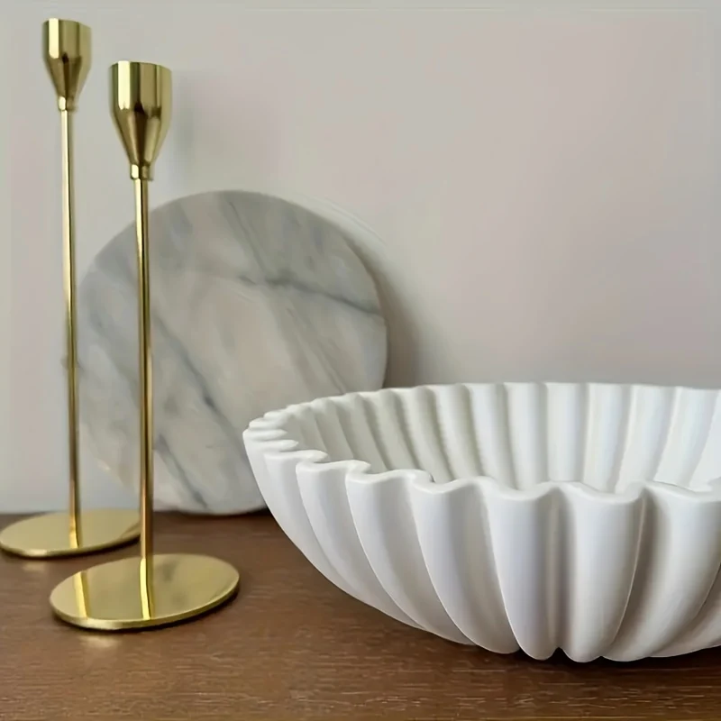 WhiteDecor-Kom - Vassoio Organizer Resina Pieghettata, Grande Decorazione Moderna per la Casa