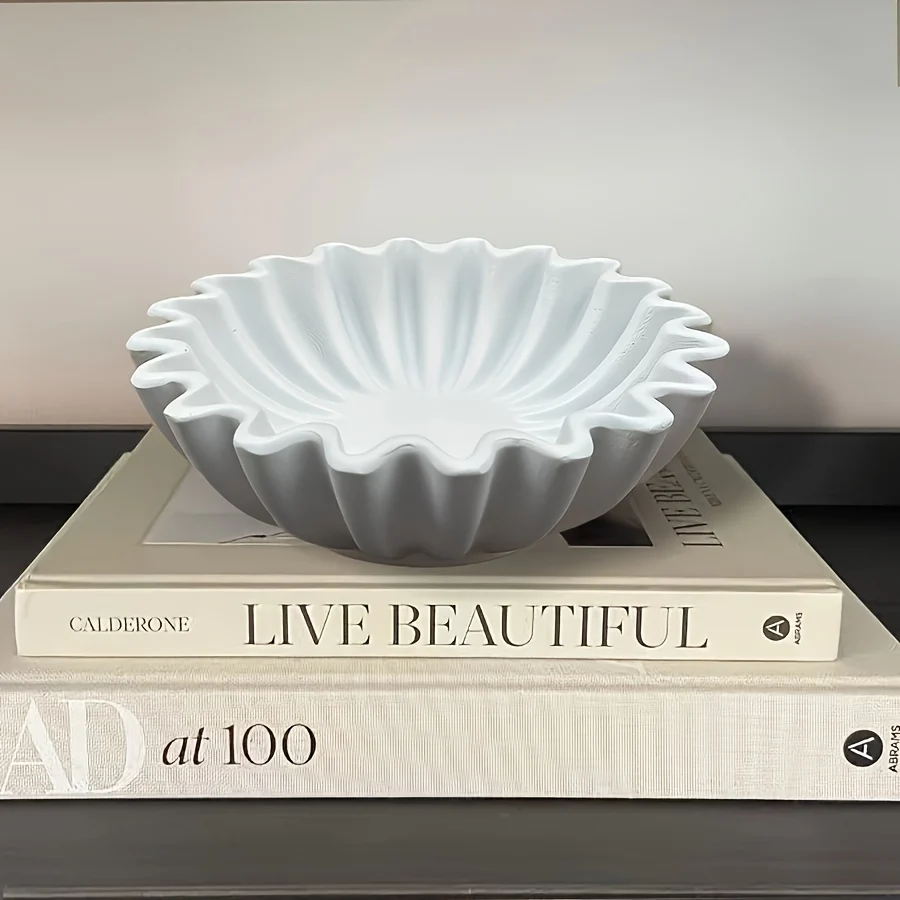 WhiteDecor-Kom - Vassoio Organizer Resina Pieghettata, Grande Decorazione Moderna per la Casa
