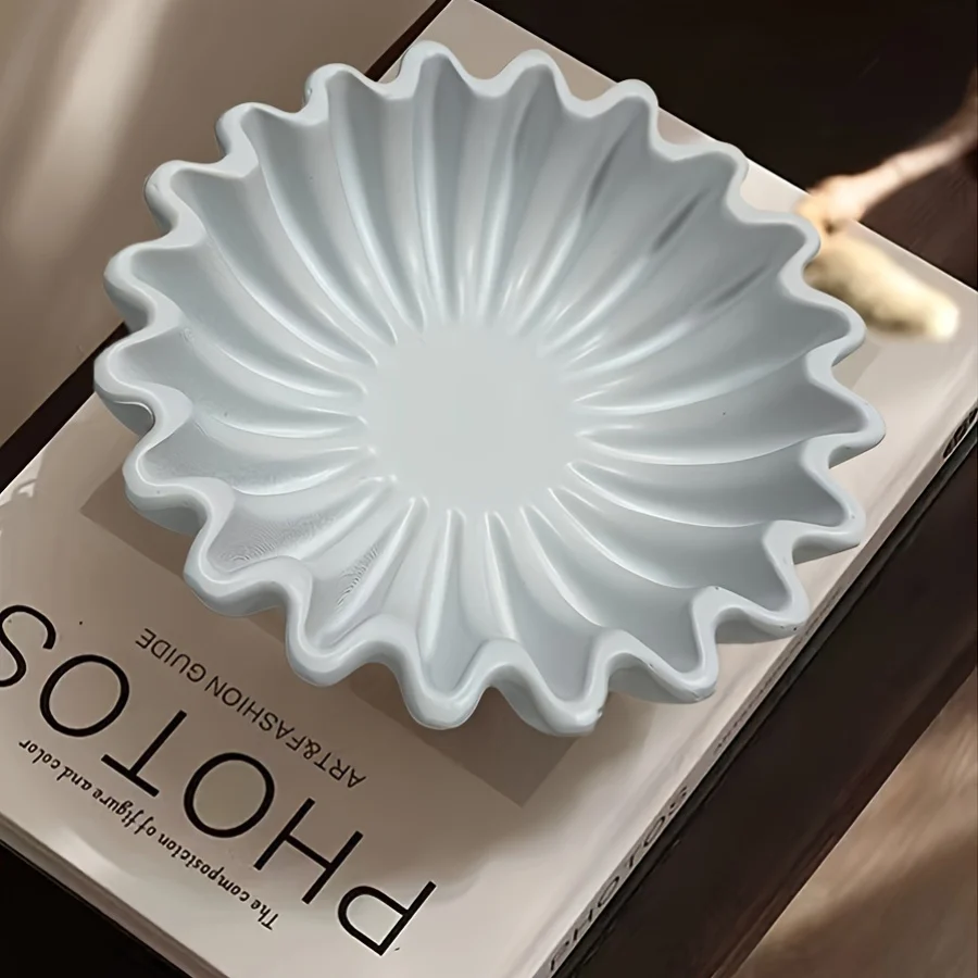 WhiteDecor-Kom - Vassoio Organizer Resina Pieghettata, Grande Decorazione Moderna per la Casa