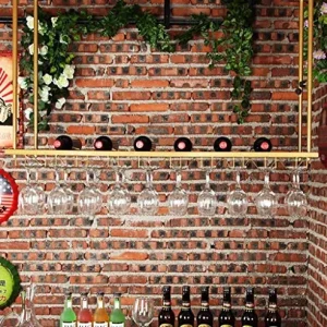 WHSS Portabottiglie Vintage Ferro Battuto Materiale Appeso Soffitto Portabottiglie Metallo Porta Bicchiere di Vino (Dimens...