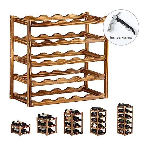 YQJ Portabottiglie per Vino Legno da Appoggio per Bottiglie da Cucina da Bar, Portabottiglie Impilabile Espandibile con Gr...