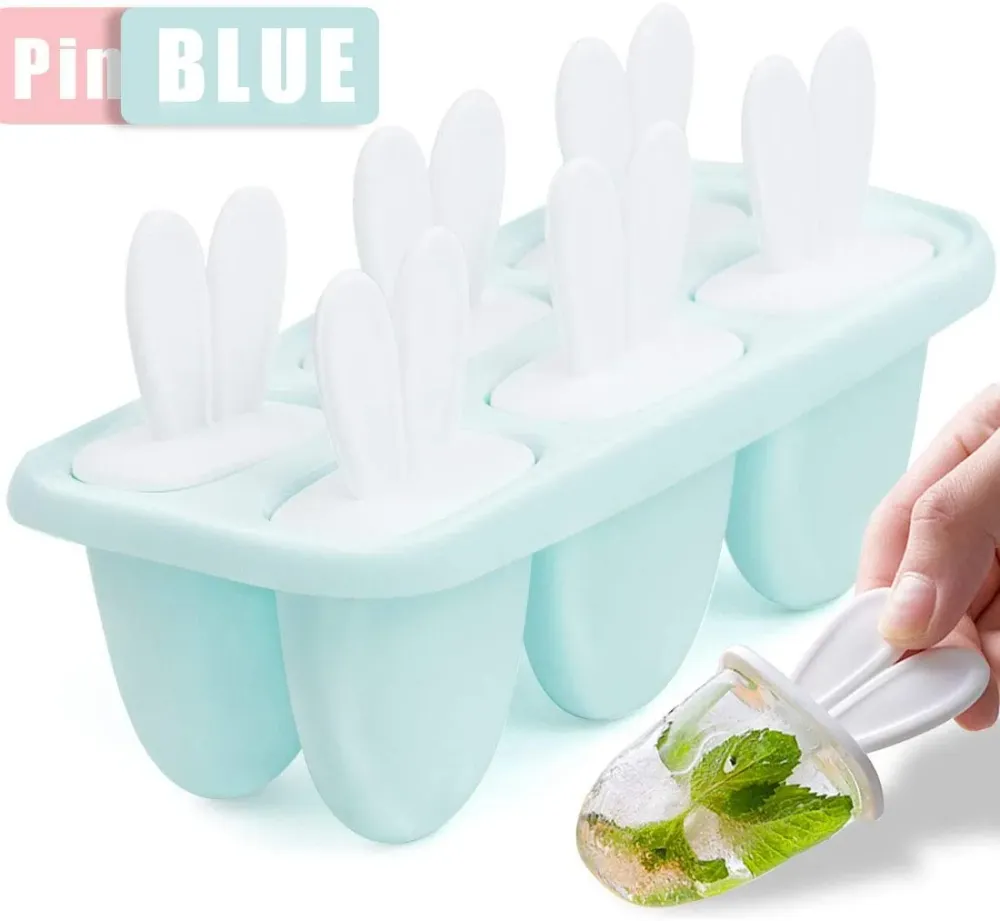 Zaloife Stampi per Ghiaccioli, 6 Blu Gelato Stampi per Gelati Stampo Ice Lolly Riutilizzabile Stampo per Gelato Senza BPA...