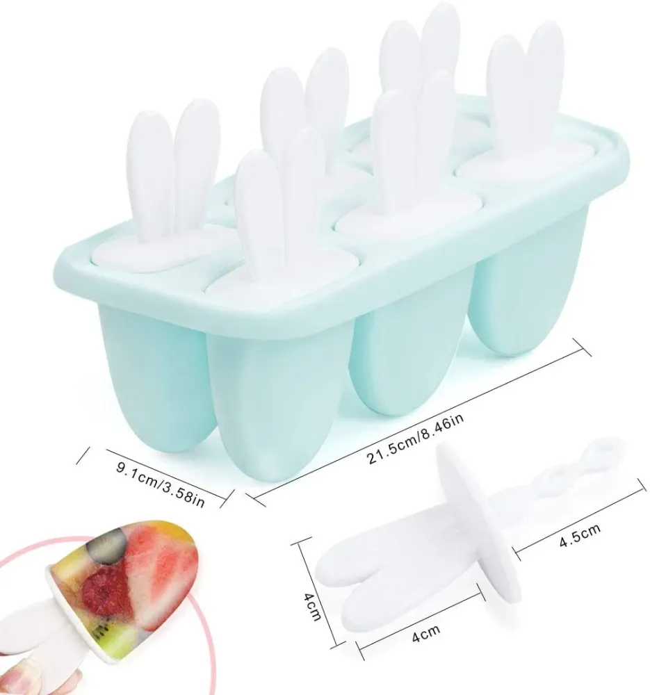 Zaloife Stampi per Ghiaccioli, 6 Blu Gelato Stampi per Gelati Stampo Ice Lolly Riutilizzabile Stampo per Gelato Senza BPA...