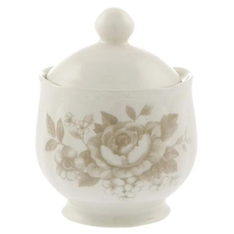 Zuccheriera ceramica con motivo floreale beige - Splendor beige -Blanc Mariclò
