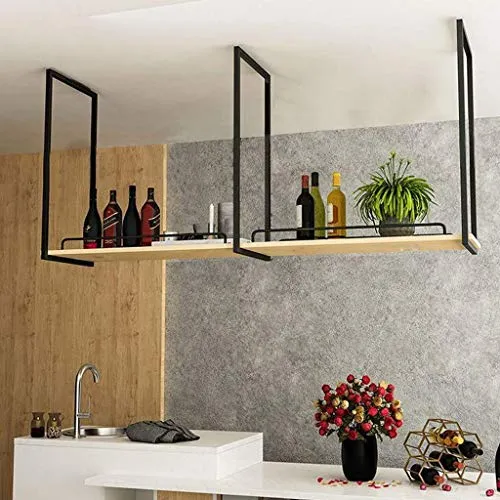 ZZTX Portabottiglie da Appendere con ringhiera di Sicurezza | Portabottiglie da Bar Metallo | Decorazione per scaffali sos...