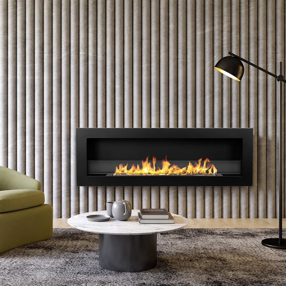 BIOCAMINO DA INCASSO/PARETE 120x40 LIVORNO 120 Nero Easy to Clean