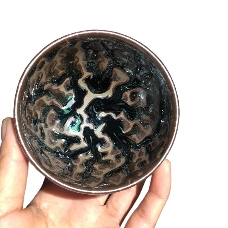 Jianzhan Unique Tree Style Tenmoku Tea Cup Natural Oro Glassa Cinese Tradizionale Forno Ceramica Teaware Tea Cerimonia Kun...