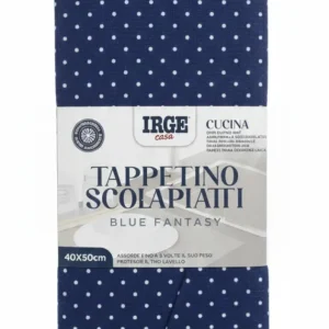 IRGE Tappetino Scolapiatti Blue Fantasy 40x50 cm | Microfibra Ultra Assorbente | Design Moderno Fantasia Blu