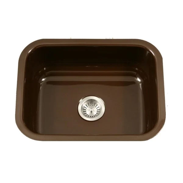 Hamat - CER-2318S-ES - Enamel Steel Undermount Mono Bowl Kitchen Sink, Espresso