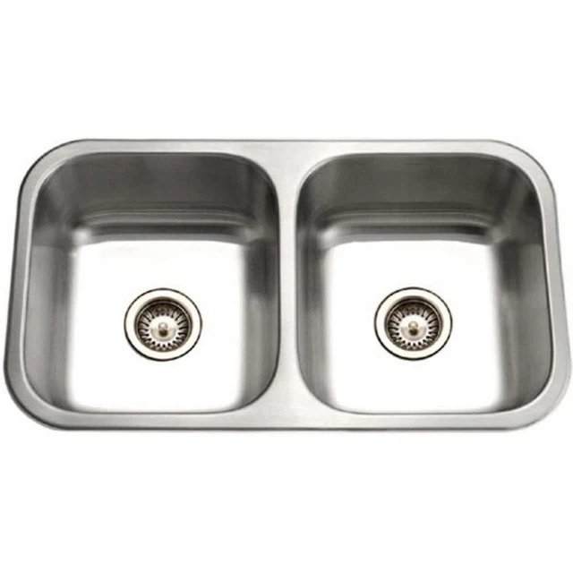 Houzer Elite Series 31" Stainless Steel Undermount 50/50 Raddoppiato Bowl Kitchen Sink includes Basket Strainert