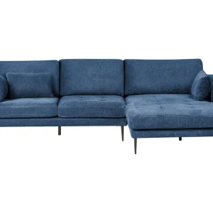 Left Hand Fabric Corner Sofa Blue FLAM