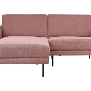 Right Hand 2 Seater Fabric Corner Sofa Pink Brown BREDA