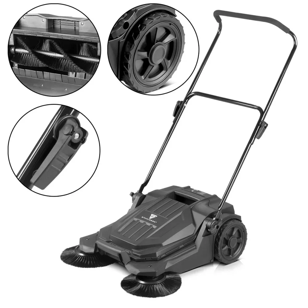 Acciaio SL-20 ST con larghezza di spazzatura di 650 mm e 20 l Streeler manuale di capacità | Macchina da mano con 2 pennelli