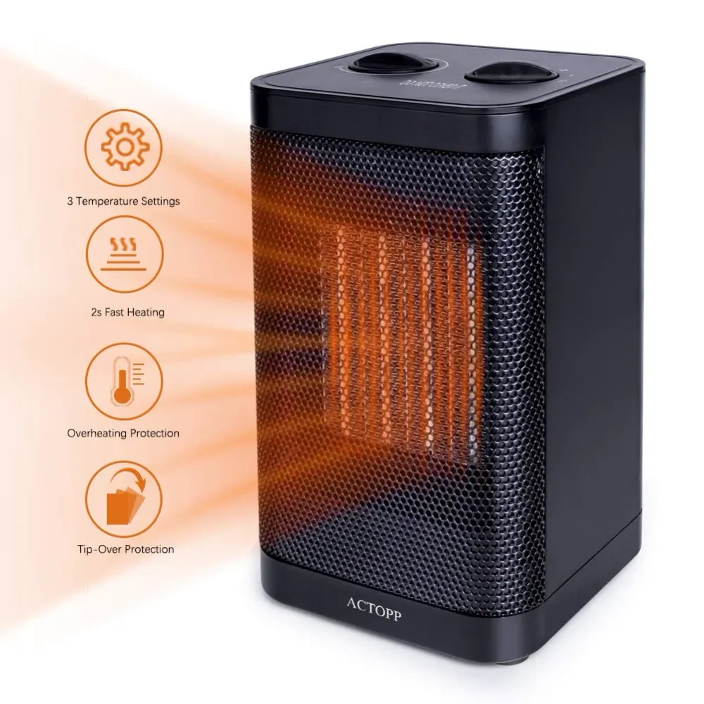 ACTOPP Termoventilatore Elettrico, 1500W Stufa Elettrica Basso Consumo 2...