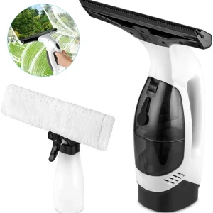 Aidodo Lavavetri Elettrico, Aspiragocce per Finestra Ricaricabile senza Fili con Kit per Pulire Le Finestre, Vetri Bagno B...