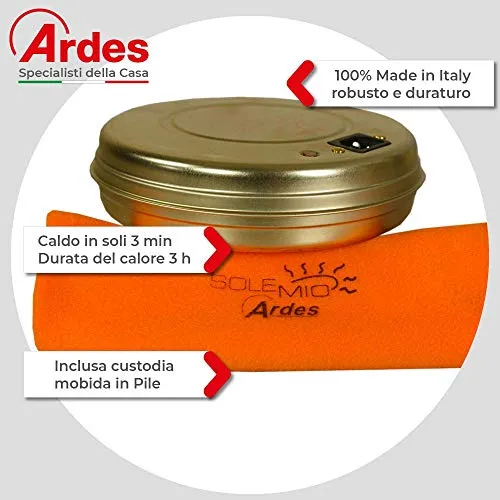Ardes AR071A Sole Mio Scaldino Elettrico con Lampada Spia, Termostato di...