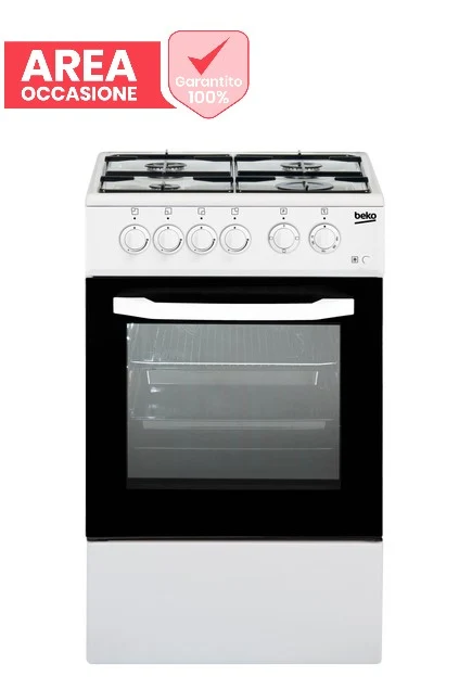 AREA OCCASIONI 2321 Cucina Gas Beko CSS42014FW 4 Fuochi Forno Elettrico 54 Litri (A85xL50xP50) Bianco