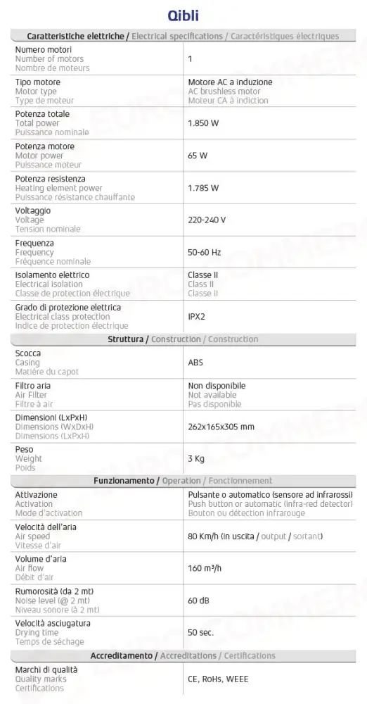 ASCIUGAMANI TRADIZIONALE CON RESISTENZA AD ATTIVAZIONE AUTOMATICA - QIBLI - 704102