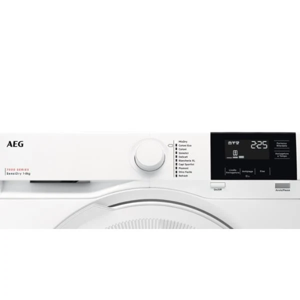 Asciugatrice Pompa di calore 8 kg AEG TR7G81OW Serie 7000 SensiDry OkoFlow (A85xL59,6xP63,8) Classe ++