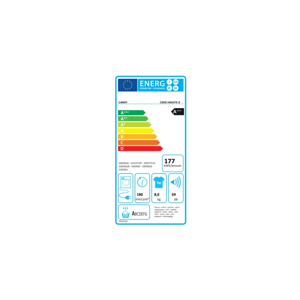 Asciugatrice Pompa di calore Carico Frontale Candy Smart Pro 8 Kg CSOE H8A3TE-S Classe +++