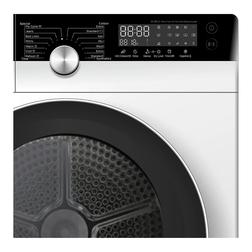 Asciugatrice Pompa Di Calore Midea MDK9A3 KNIGHT 9 Kg Classe +++(2021) Motore Inverter (A84,5xL64xP59,5) Bianco e Nero