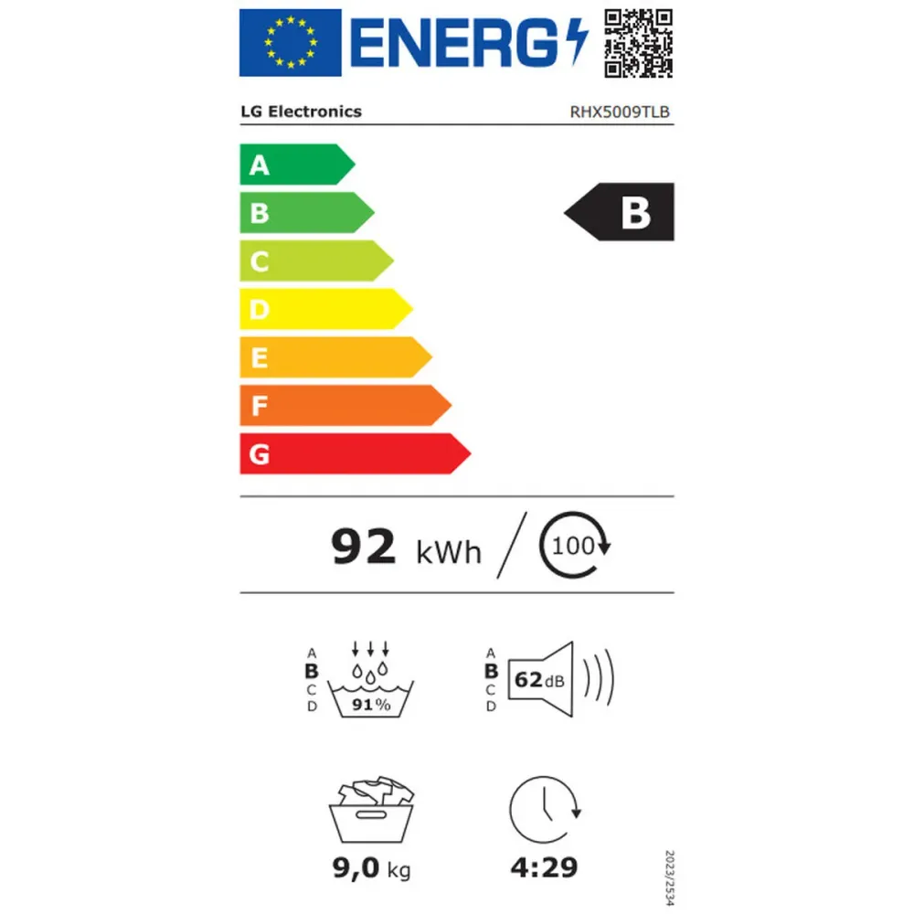 Asciugatrice pompa di calore LG RHX5009TLB 9 kg
