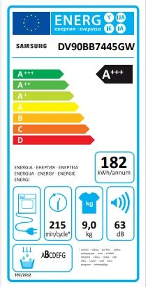 Asciugatrice Pompa di calore Samsung 9Kg DV90BB7445GW QuickDrive Classe +++