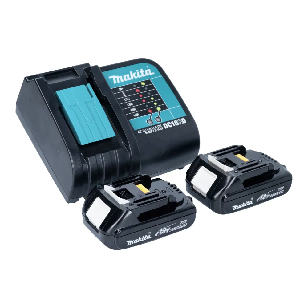 Aspiratore batteria Makita DCL 180 SY2O 18 V 0,65 l serie Olive Outdoor Adventure + 2x batteria ricaricabile 1,5 Ah + cari...