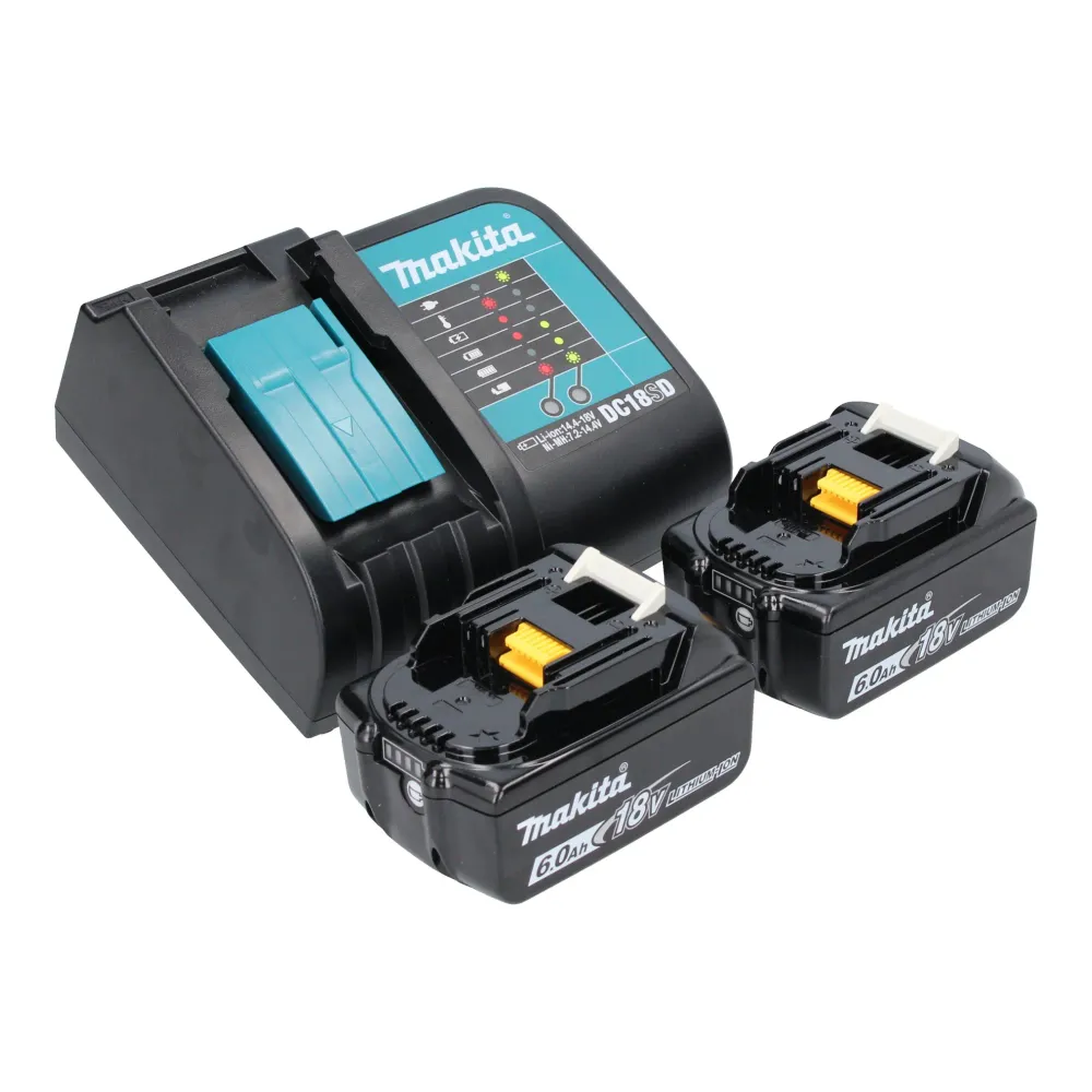 Aspiratore batteria Makita DCL 281 FSGW 18 V bianco senza spazzole + 2x batteria ricaricabile 6,0 Ah + caricabatterie