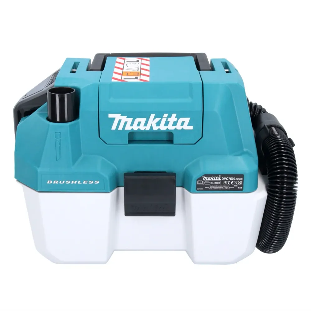 Aspiratore batteria Makita DVC 750 LRT1 LXT 18 V 67 mbar 7,5 l senza spazzole + 1x batteria ricaricabile 5,0 Ah + caricaba...